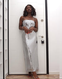 Classic Long Silver Sequin Dress - NALÈ