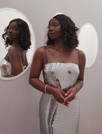Classic Long Silver Sequin Dress - NALÈ