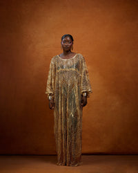 The Adaorah Kaftan – gold beaded floor-length occasionwear by NALÈ