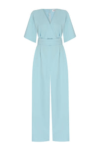 Envelope V-Neck Wide Leg Jumpsuit - Blue - NALÈ