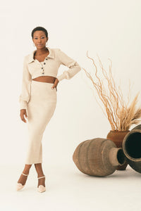 Open Back Blouse and Skirt Set - NALÈ
