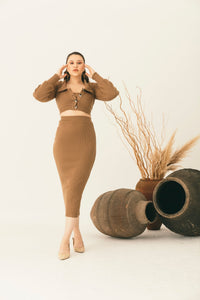 Open Back Blouse and Skirt Set - NALÈ