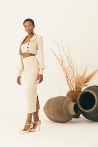 Open Back Blouse and Skirt Set - NALÈ