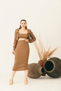 Open Back Blouse and Skirt Set - NALÈ