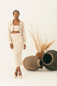 Open Back Blouse and Skirt Set - NALÈ