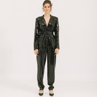 Sequin Blazer & Trouser Suit - Black - NALÈ