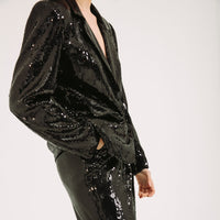 Sequin Blazer & Trouser Suit - Black - NALÈ