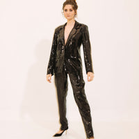 Sequin Blazer & Trouser Suit - Black - NALÈ