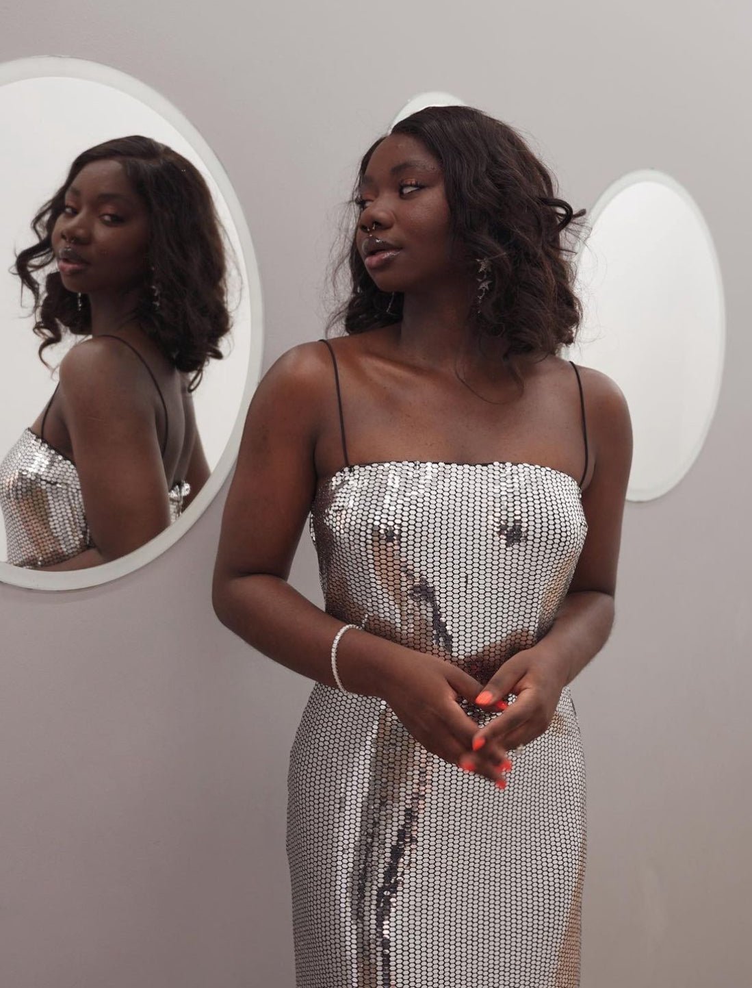 Classic Long Silver Sequin Dress XL/UK Size 14/US Size 10 Classic Long Silver Sequin Dress XL/UK Size 14/US Size 10