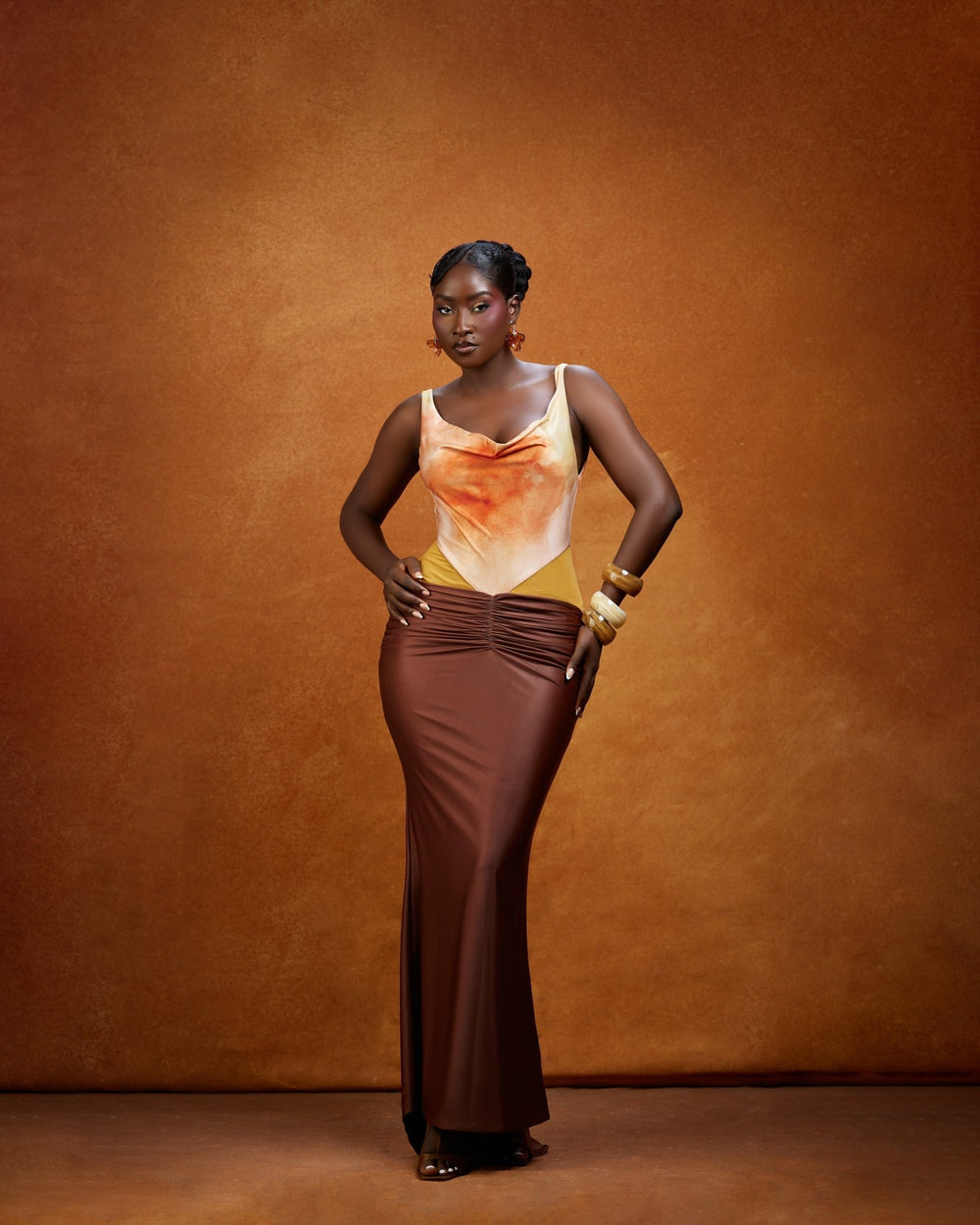 The Ifeoma Dress – Sunset Ombre Ruched Dress