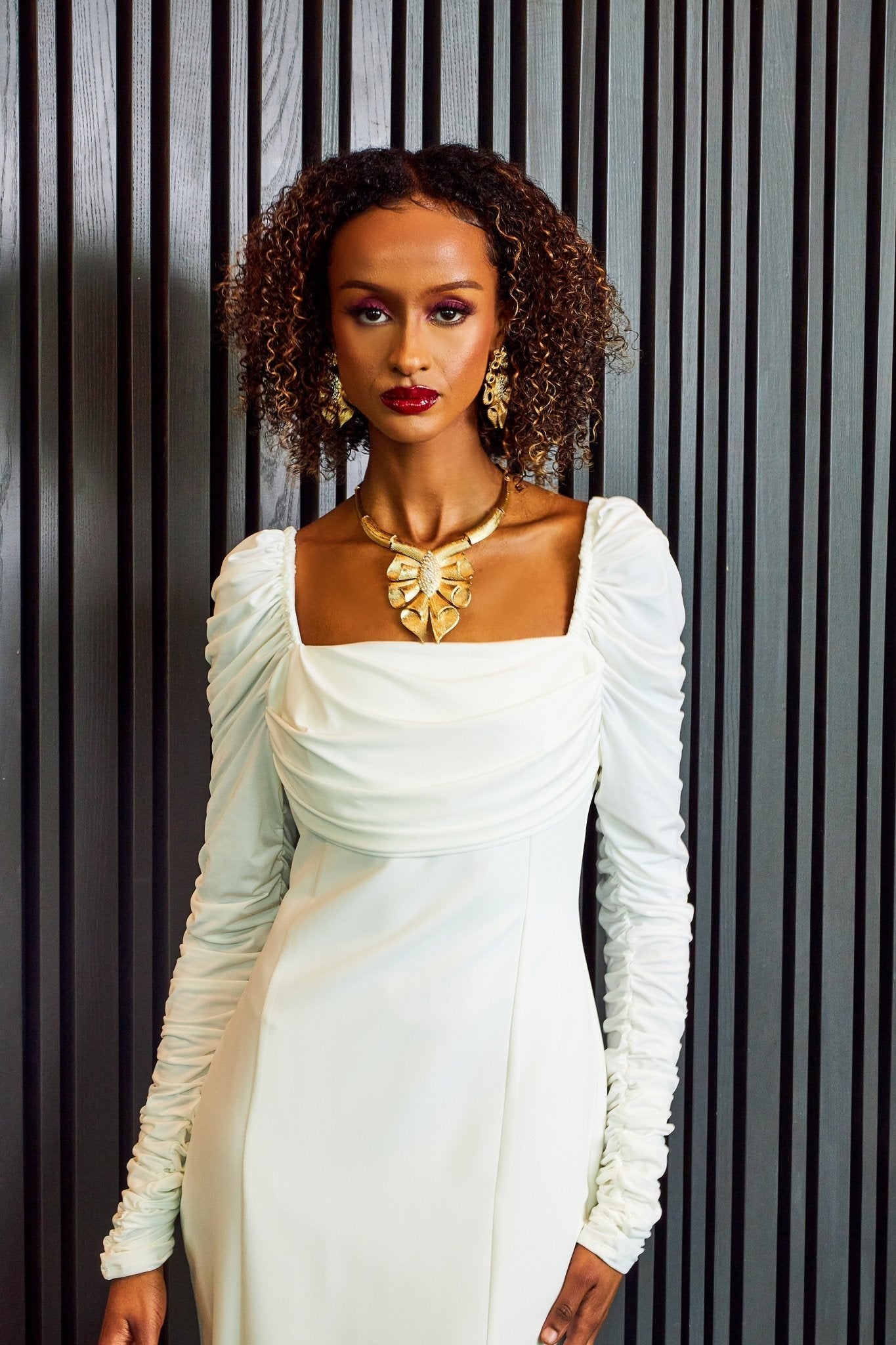 Ruched Sleeves Bodycon Dress - White UK Size 14 Ruched Sleeves Bodycon Dress - White UK Size 14